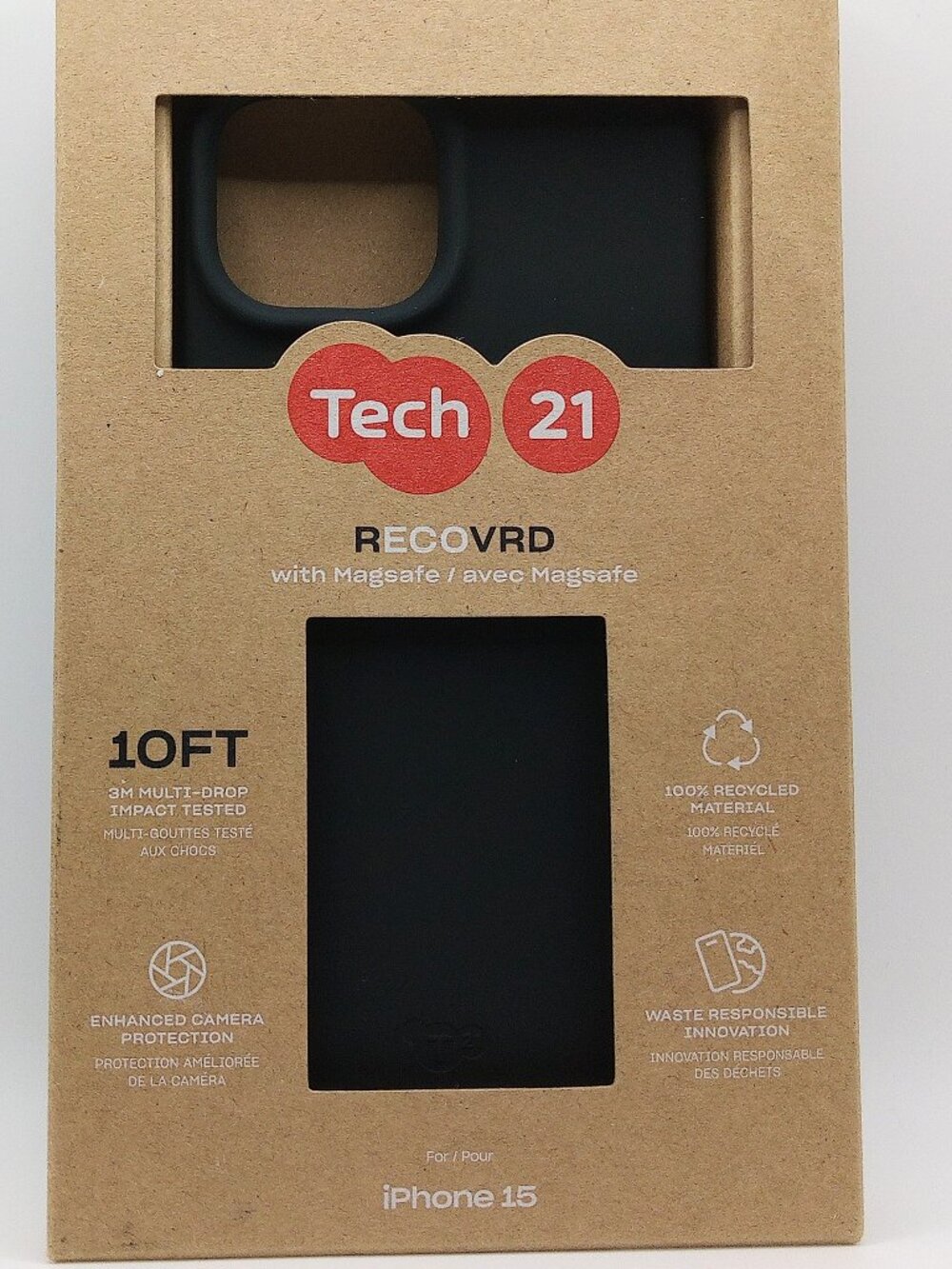 Tech21 Recovrd MagSafe iPhone 15 Case – Black – NWT – Shock‑Absorbing - Picture 1 of 9